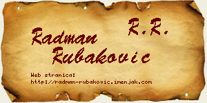 Radman Rubaković vizit kartica